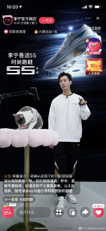 肖战代言李宁，直播间却被猫咪吃罐头抢镜！新疆棉花也不如它软萌(图5)